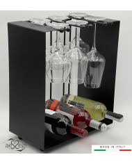 Cantinetta artigianale portabottiglie e bicchieri in metallo - AESSEGI