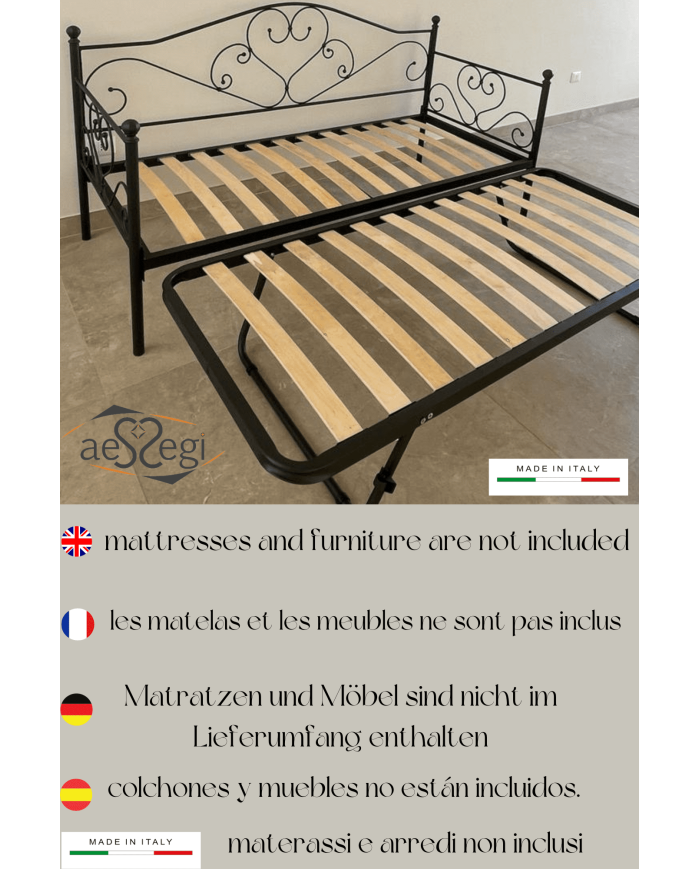 Divano Letto Sogno in Ferro Battuto con Rete Estraibile | AESSEGI