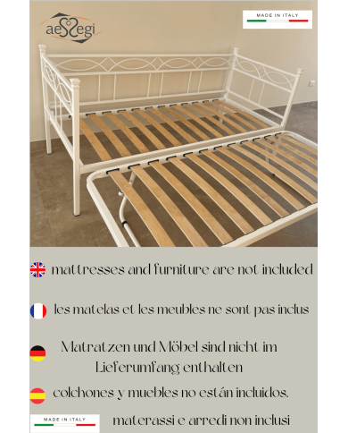 Divano Letto in Ferro Battuto Rosa Anna con Rete Estraibile | AESSEGI Divano Letto in Ferro Battuto Rosa Anna con Rete Estraibile | AESSEGI