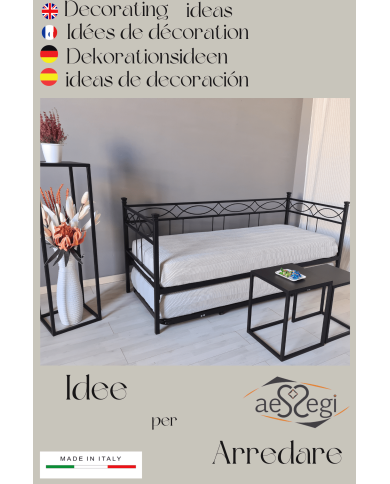 Divano Letto in Ferro Battuto Rosa Anna con Rete Estraibile | AESSEGI Divano Letto in Ferro Battuto Rosa Anna con Rete Estraibile | AESSEGI