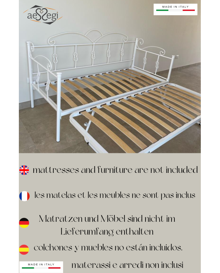 Divano Letto Nodo in Ferro Battuto con Rete Estraibile | AESSEGI Divano Letto Nodo in Ferro Battuto con Rete Estraibile | AESSEGI