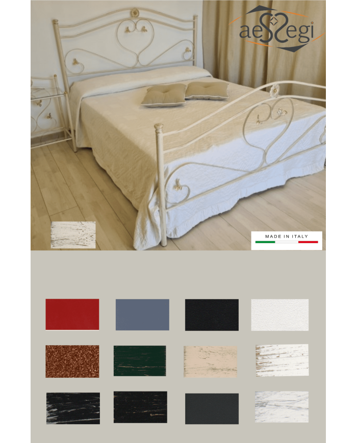 Letto matrimoniale in ferro battuto modello Cuore - AESSEGI Letto matrimoniale in ferro battuto modello Cuore - AESSEGI