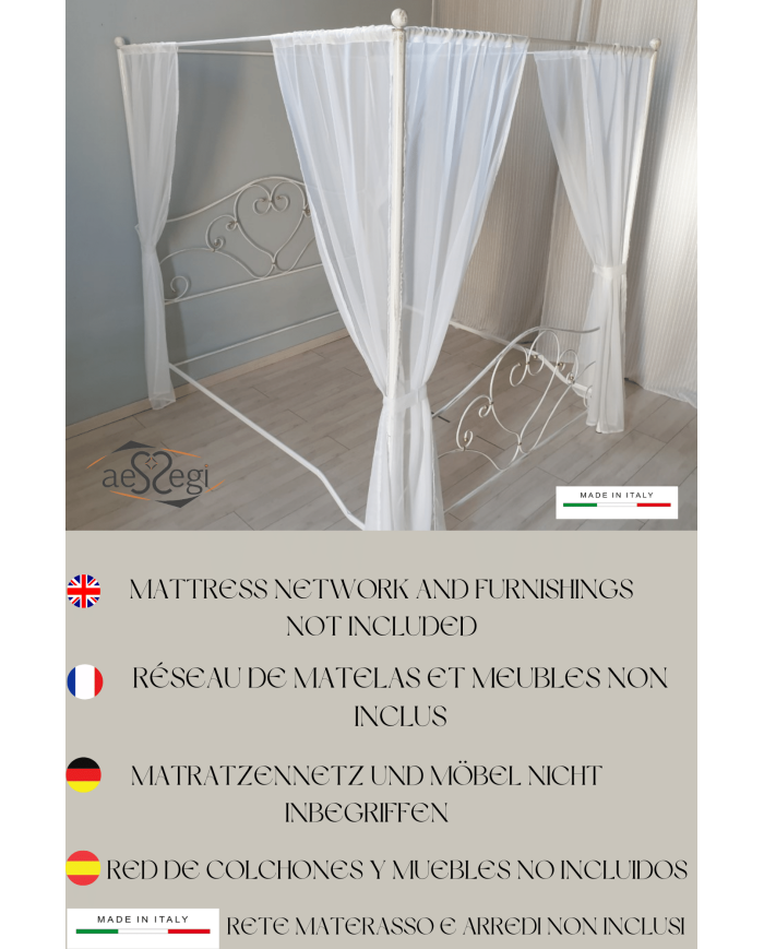 Letto Matrimoniale Ferro Battuto Sogno con Baldacchino | AESSEGI Letto Matrimoniale Ferro Battuto Sogno con Baldacchino | AESSEGI