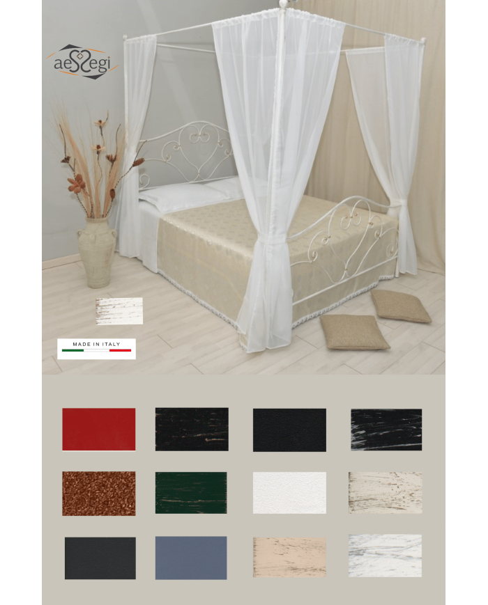 Letto matrimoniale in ferro battuto modello Sogno con baldacchino - AESSEGI Letto matrimoniale in ferro battuto modello Sogno con baldacchino - AESSEGI