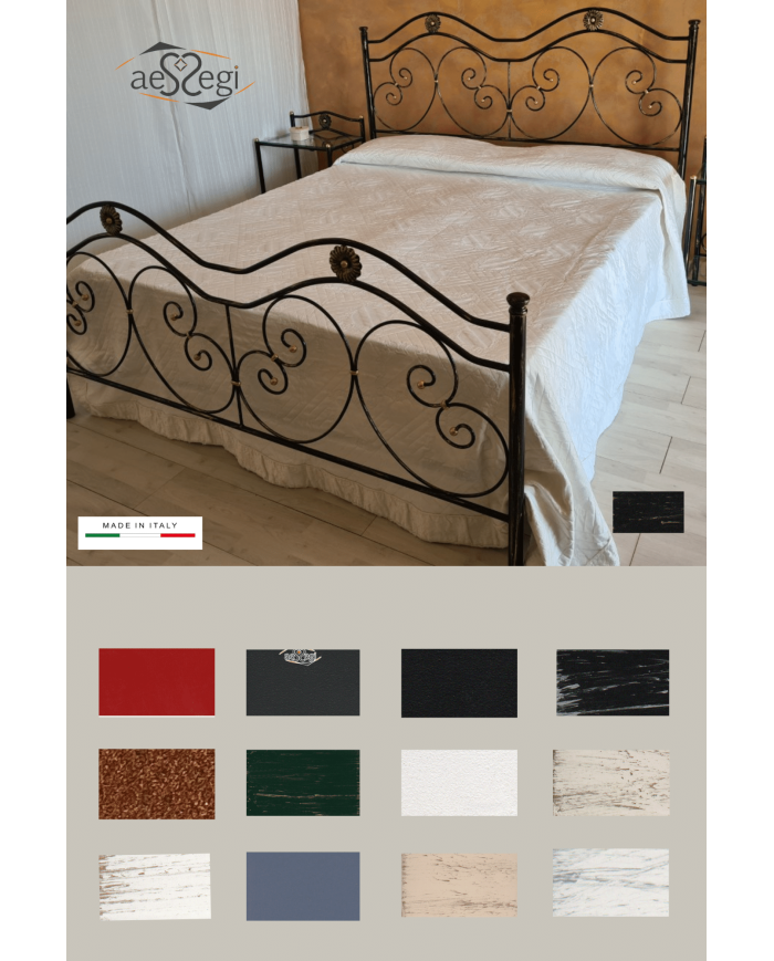 Letto matrimoniale in ferro battuto modello Laura - AESSEGI Letto matrimoniale in ferro battuto modello Laura - AESSEGI