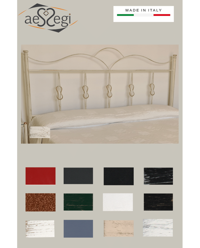 Letto matrimoniale in ferro battuto modello Fiocco con giroletto - AESSEGI Letto matrimoniale in ferro battuto modello Fiocco con giroletto - AESSEGI