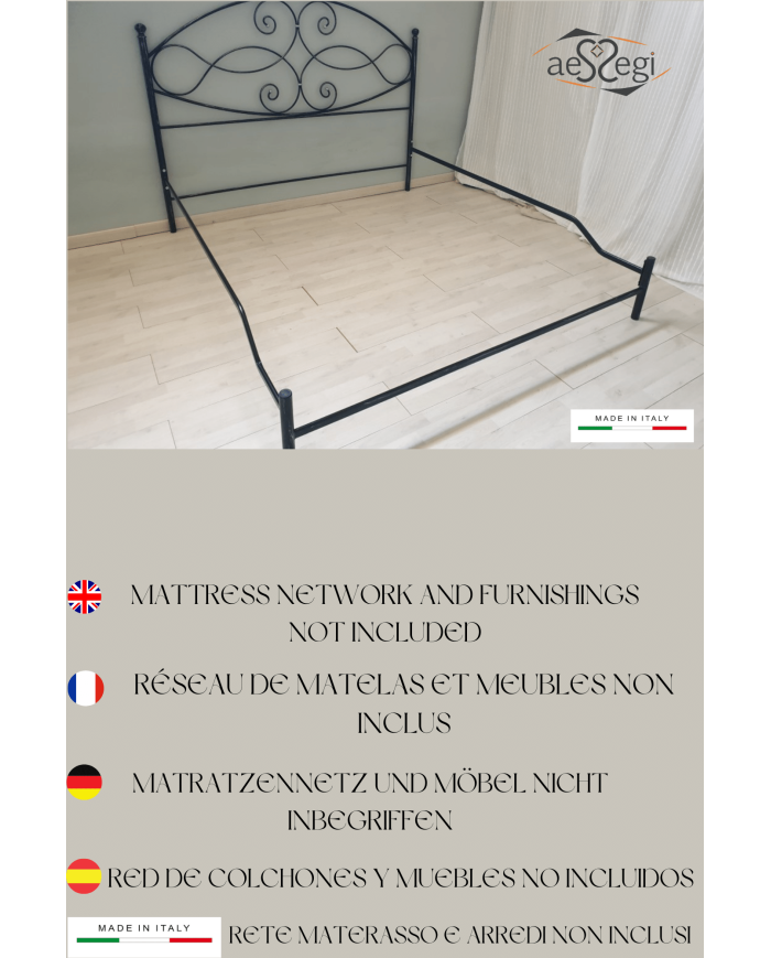 Letto Matrimoniale Ferro Battuto Gentjana con Giroletto | AESSEGI 	• Letto Matrimoniale Ferro Battuto Gentjana con Giroletto | AESSEGI 	•