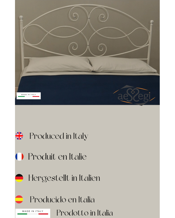 Letto Matrimoniale Ferro Battuto Gentjana con Giroletto | AESSEGI 	• Letto Matrimoniale Ferro Battuto Gentjana con Giroletto | AESSEGI 	•