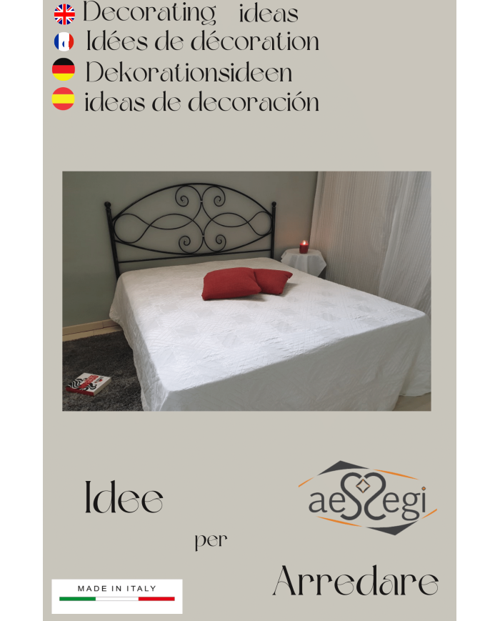 Letto Matrimoniale Ferro Battuto Gentjana con Giroletto | AESSEGI 	• Letto Matrimoniale Ferro Battuto Gentjana con Giroletto | AESSEGI 	•