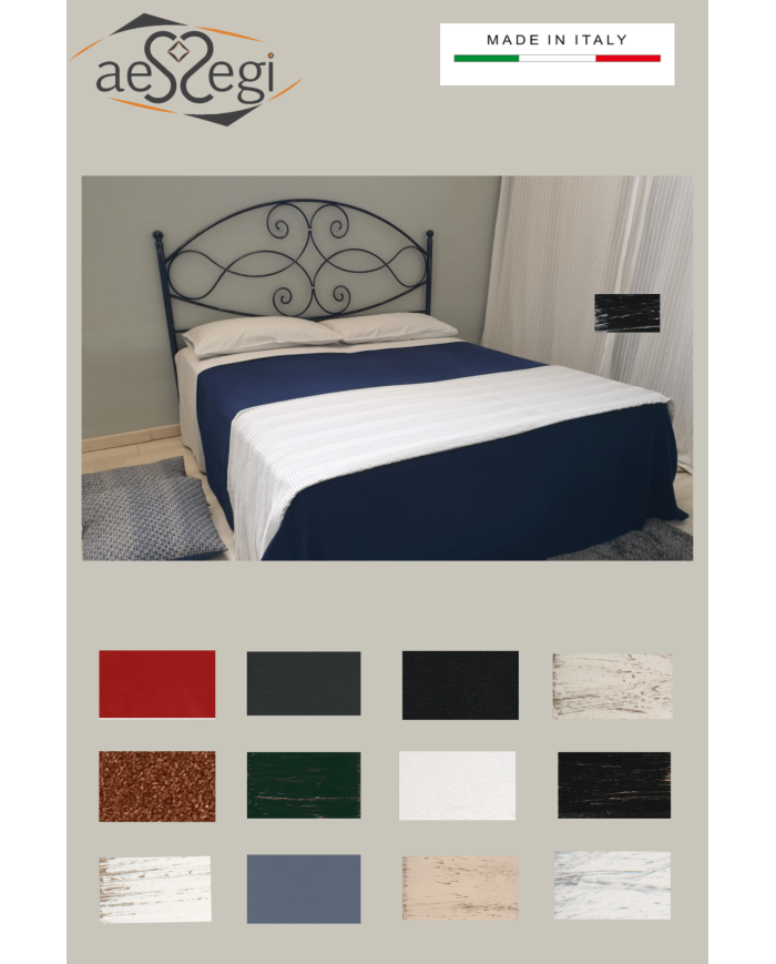 Letto matrimoniale in ferro battuto modello Gentjana con giroletto - AESSEGI Letto matrimoniale in ferro battuto modello Gentjana con giroletto - AESSEGI