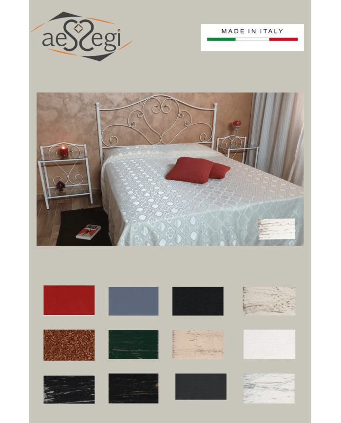 Letto matrimoniale in ferro battuto modello Sogno con giroletto - AESSEGI Letto matrimoniale in ferro battuto modello Sogno con giroletto - AESSEGI