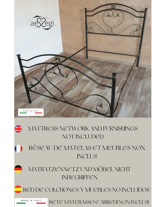 Letto una Piazza e Mezza in Ferro Battuto Cuore | AESSEGI Letto una Piazza e Mezza in Ferro Battuto Cuore | AESSEGI