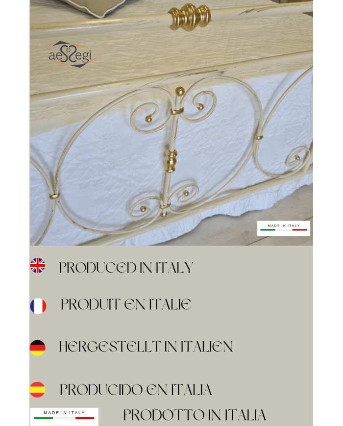 Letto una Piazza e Mezza in Ferro Battuto Mimosa | AESSEGI Letto una Piazza e Mezza in Ferro Battuto Mimosa | AESSEGI