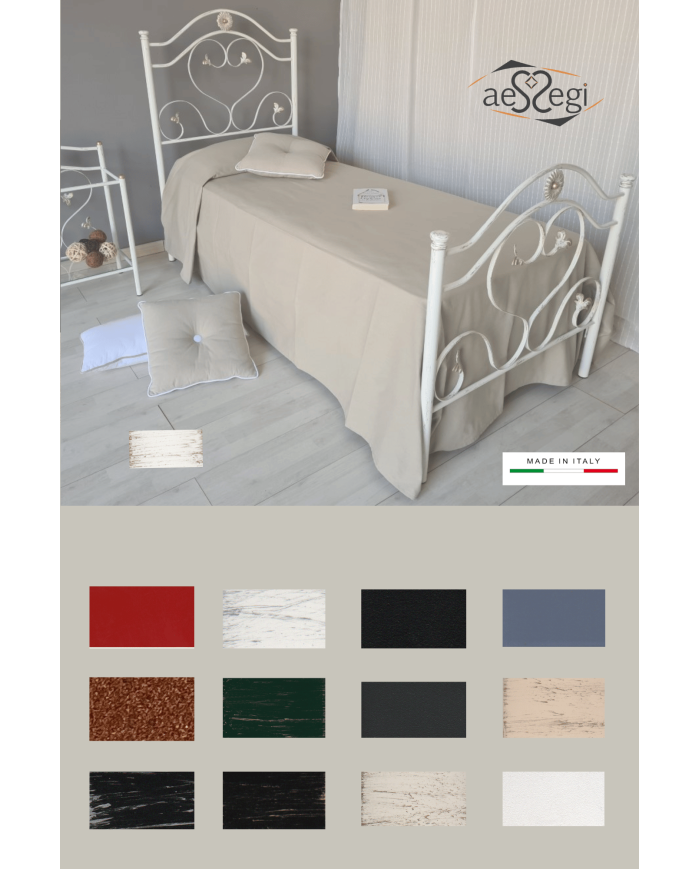 Letto singolo in ferro battuto modello Cuore - AESSEGI Letto singolo in ferro battuto modello Cuore - AESSEGI