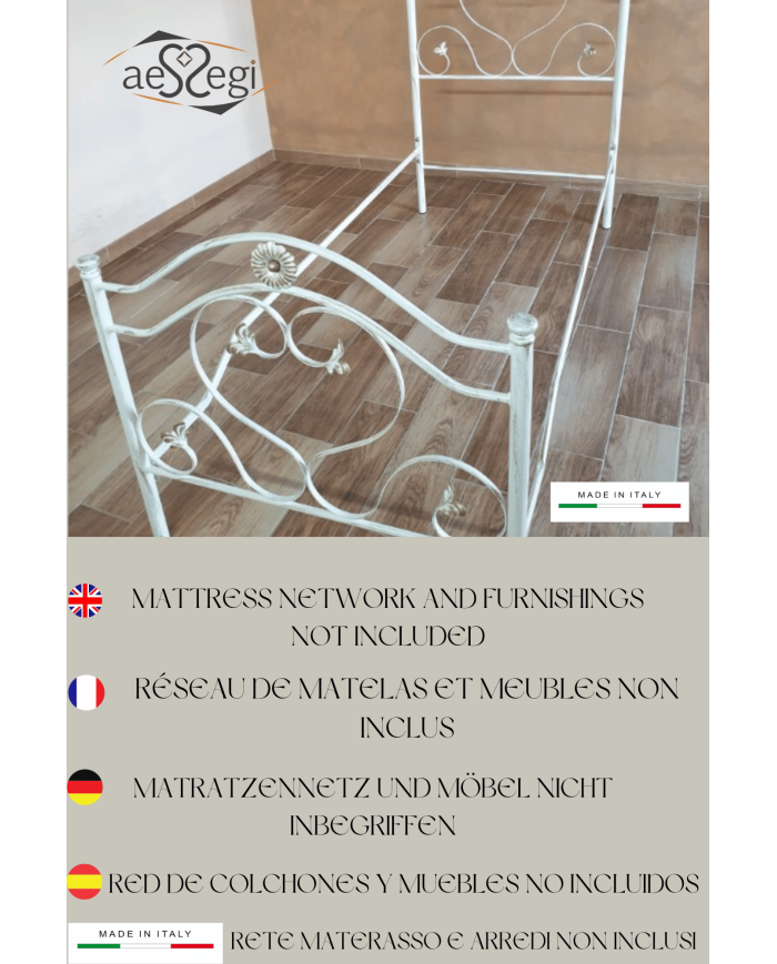 Letto Singolo in Ferro Battuto Cuore | AESSEGI Letto Singolo in Ferro Battuto Cuore | AESSEGI