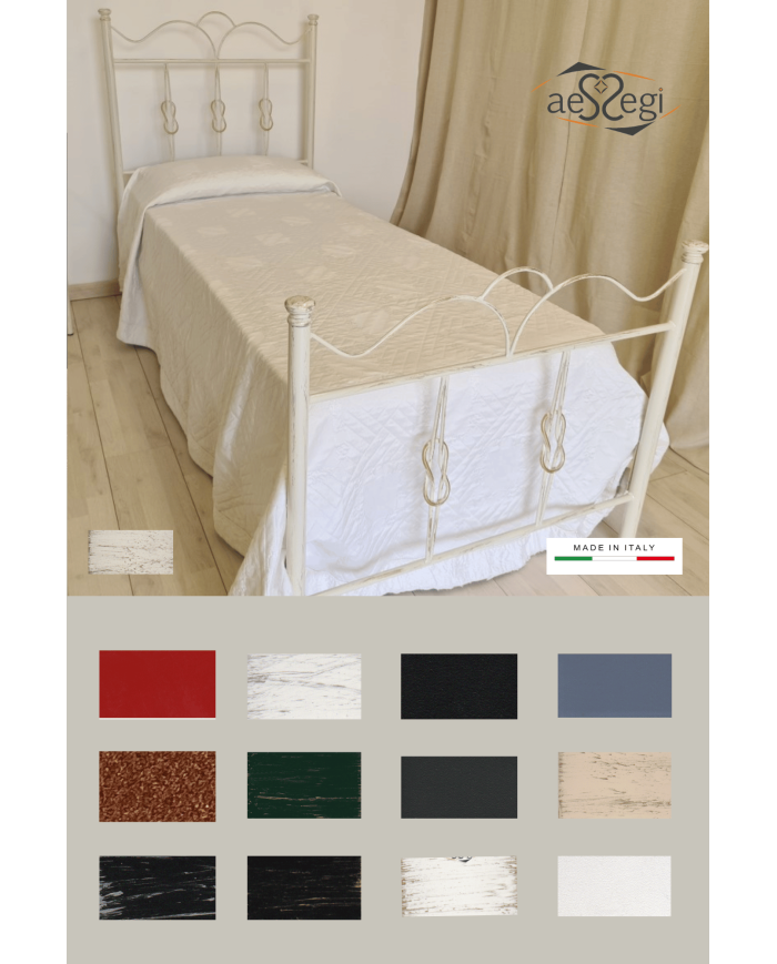 Letto Singolo in Ferro Battuto Fiocco | AESSEGI Letto Singolo in Ferro Battuto Fiocco | AESSEGI