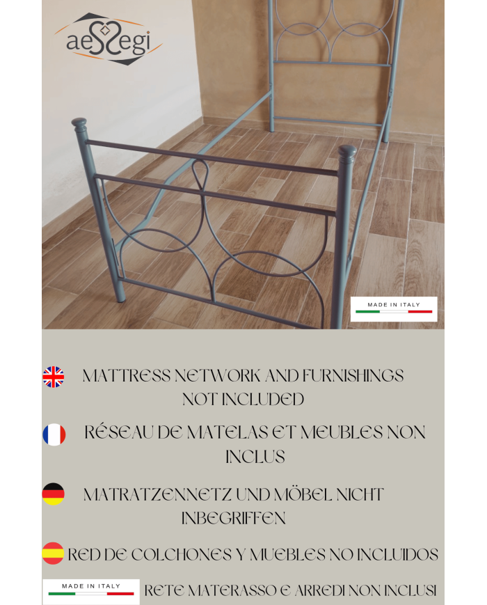 Letto Singolo in Ferro Battuto Marianne | AESSEGI Letto Singolo in Ferro Battuto Marianne | AESSEGI