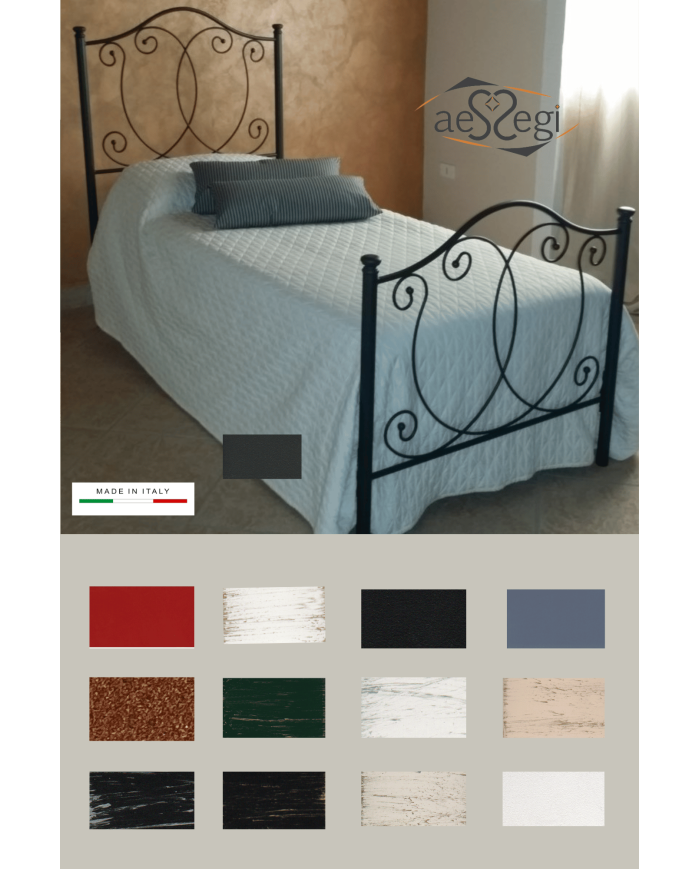 Letto singolo in ferro battuto modello Marta - AESSEGI Letto singolo in ferro battuto modello Marta - AESSEGI