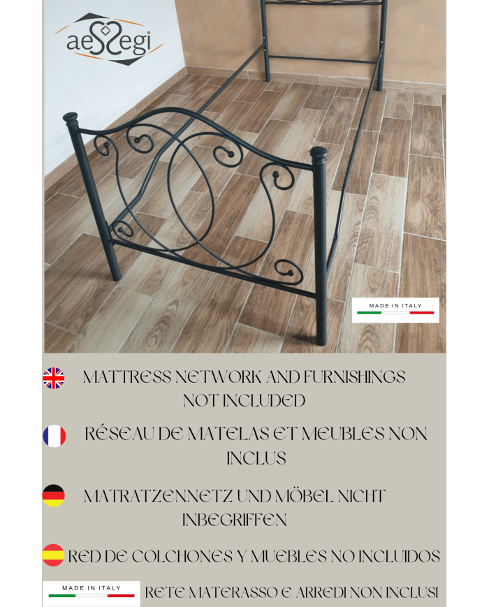 Letto Singolo in Ferro Battuto Marta | AESSEGI Letto Singolo in Ferro Battuto Marta | AESSEGI