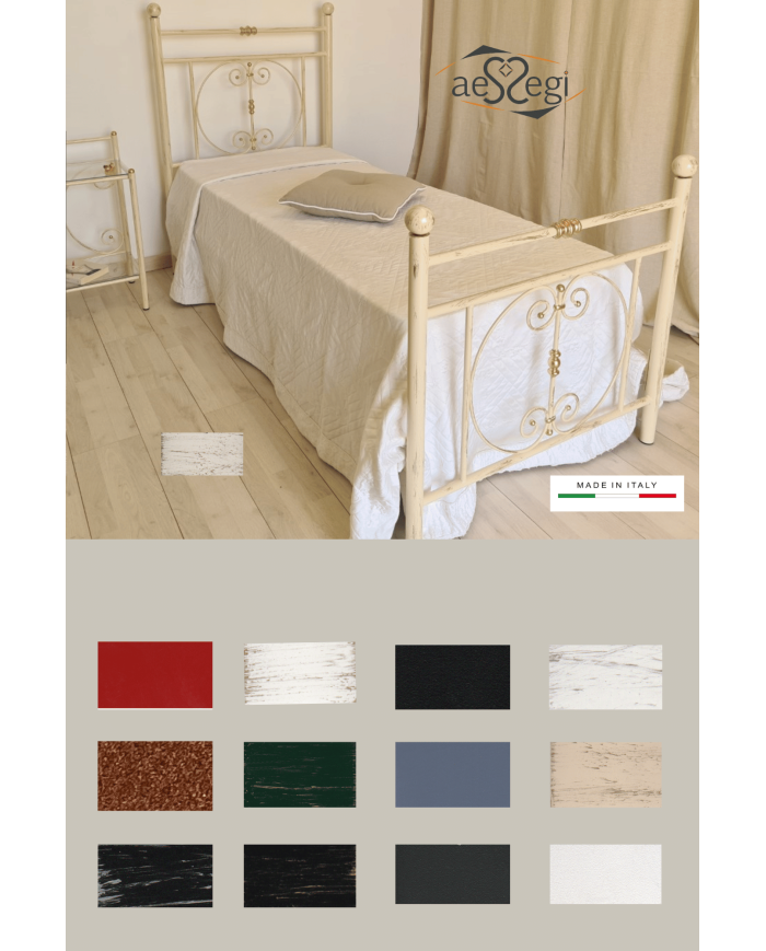 Letto singolo in ferro battuto modello Mimosa - AESSEGI Letto singolo in ferro battuto modello Mimosa - AESSEGI