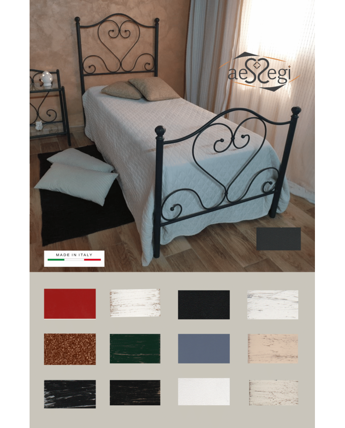 Letto singolo in ferro battuto modello Sogno - AESSEGI Letto singolo in ferro battuto modello Sogno - AESSEGI