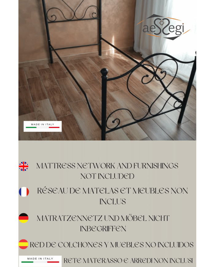 Letto Singolo in Ferro Battuto Sogno | AESSEGI Letto Singolo in Ferro Battuto Sogno | AESSEGI