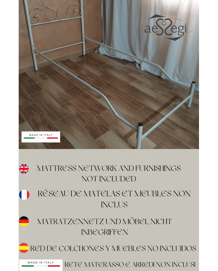 Testata Letto Singolo Ferro Battuto Cuore con Giroletto | AESSEGI Testata Letto Singolo Ferro Battuto Cuore con Giroletto | AESSEGI