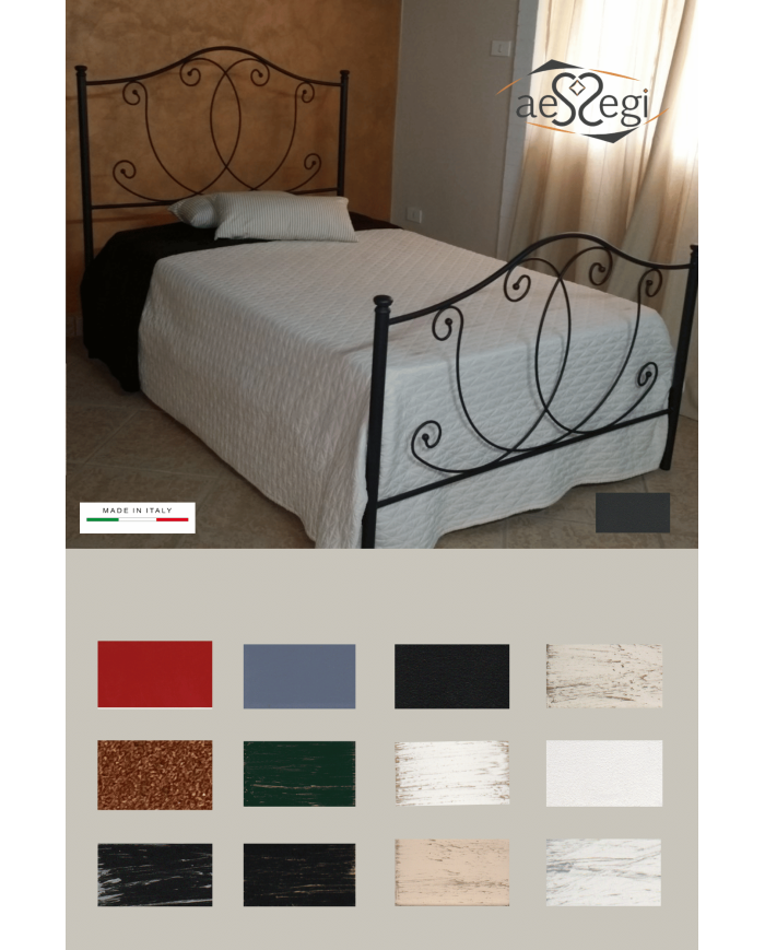 Letto alla francese in ferro battuto Marta - AESSEGI Letto alla francese in ferro battuto Marta - AESSEGI