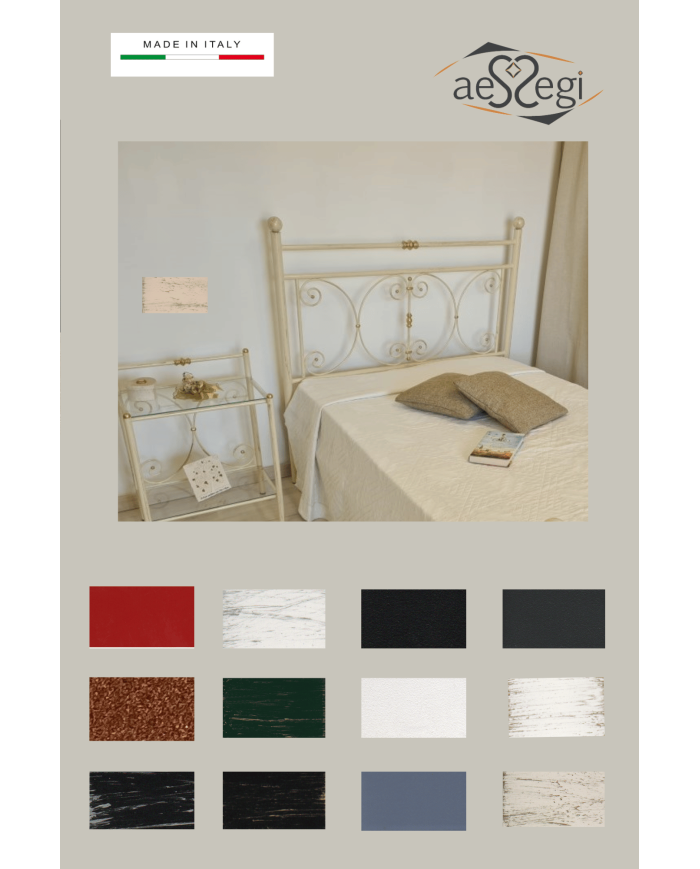 Testata letto alla francese in ferro battuto Mimosa con giroletto - AESSEGI Testata letto alla francese in ferro battuto Mimosa con giroletto - AESSEGI