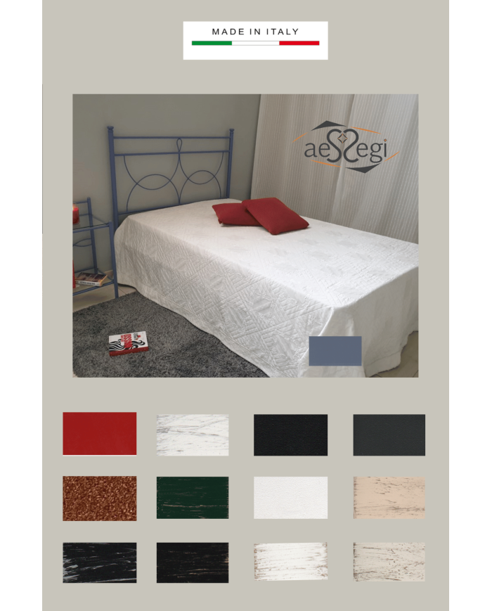 Testata letto alla francese in ferro battuto Marianne con giroletto - AESSEGI Testata letto alla francese in ferro battuto Marianne con giroletto - AESSEGI