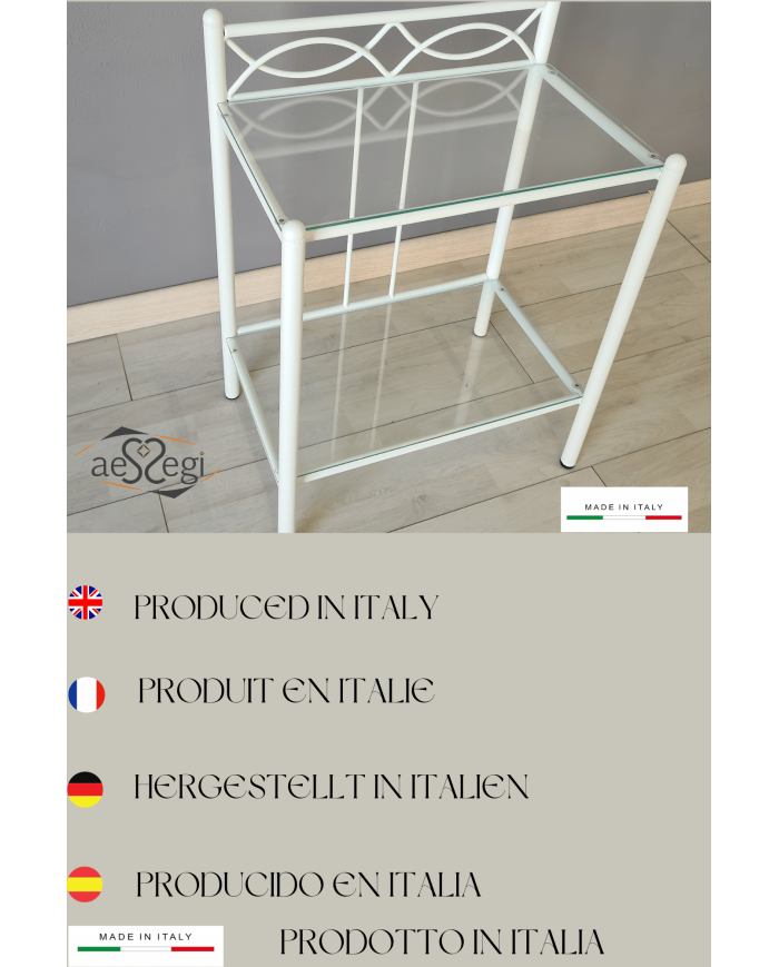 Comodino in Ferro Battuto Rosa Anna | AESSEGI Comodino in Ferro Battuto Rosa Anna | AESSEGI