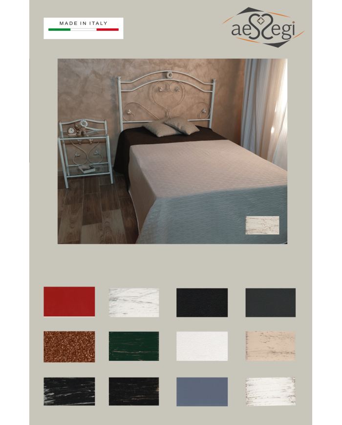 Testata letto alla francese in ferro battuto Cuore con giroletto - AESSEGI Testata letto alla francese in ferro battuto Cuore con giroletto - AESSEGI
