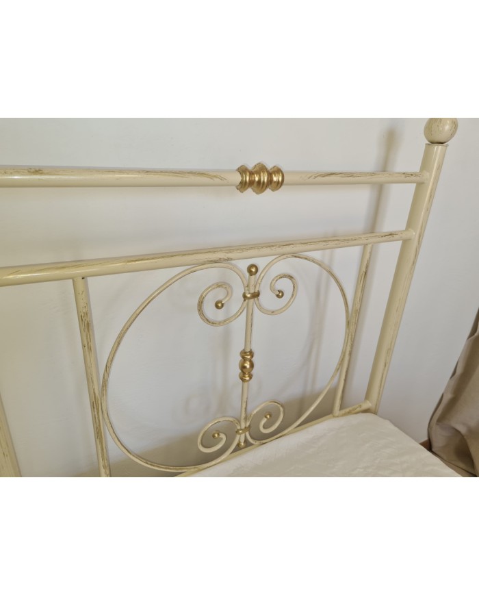 Testata Letto Singolo Ferro Battuto Mimosa con Giroletto | AESSEGI