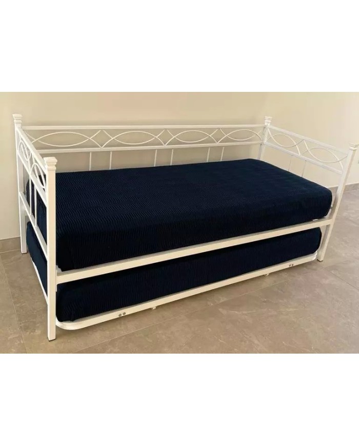 Divano Letto in Ferro Battuto Rosa Anna con Rete Estraibile | AESSEGI