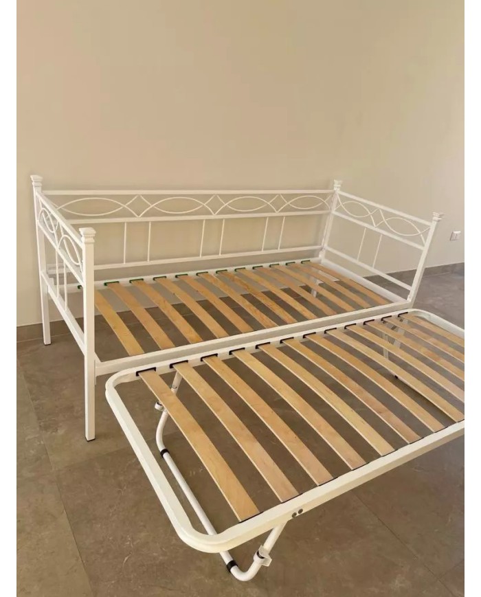 Divano Letto in Ferro Battuto Rosa Anna con Rete Estraibile | AESSEGI