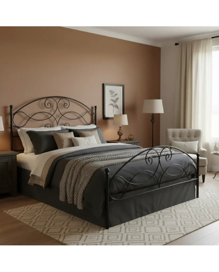 Letto matrimoniale Gentjana nero argento