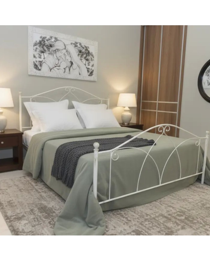 Letto matrimoniale Denise bianco oro