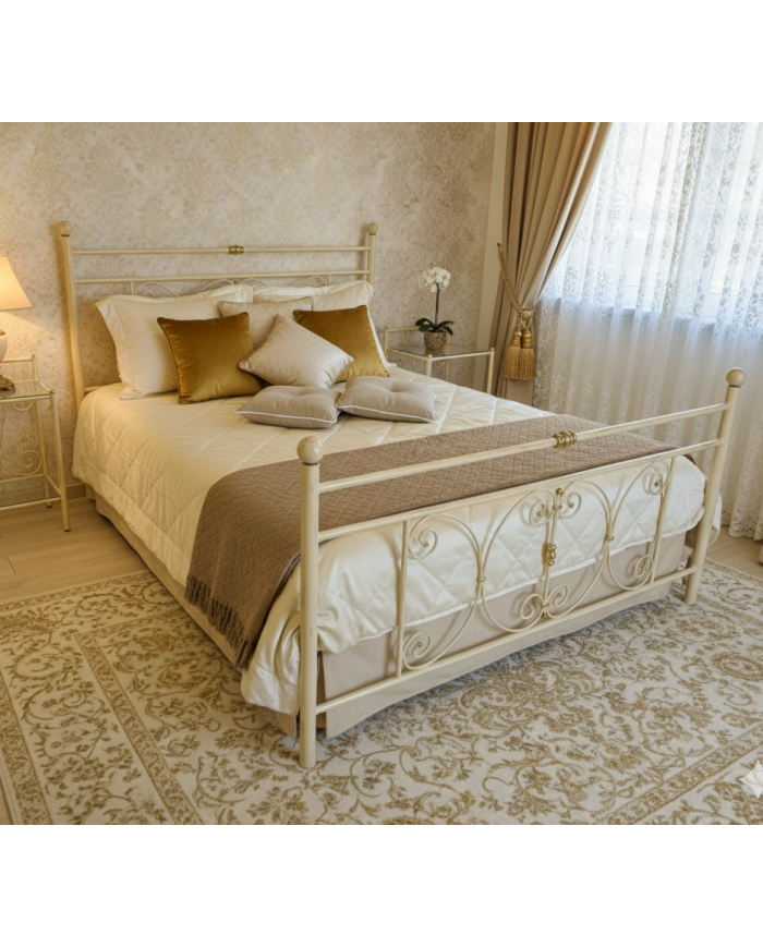 Letto matrimoniale Mimosa avorio oro