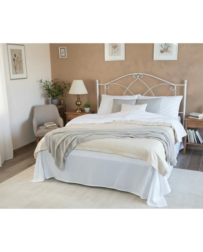 Letto Denise Avorio/Oro (solo testata e giroletto): eleganza classica con dettagli raffinati in ferro battuto.
