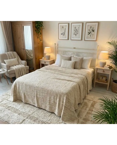 Letto Mimosa Avorio/Oro (solo testata): elegante e robusto in ferro battuto artigianale con finitura avorio e dettagli in oro.