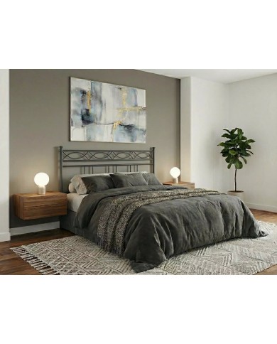 LETTO MATRIMONIAL IN FERRO BATTUTO RASA ANNA ANTRACITE CON GIROLETTO SENZA PEDIERA