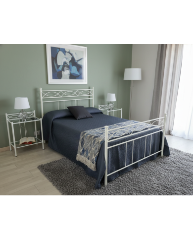 Letto una Piazza e Mezza in Ferro Battuto Rosa Anna BIANCO OPACO