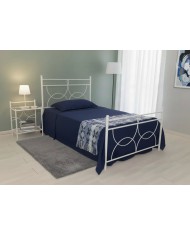 Letto una piazza e mezza romantico Marianne, artigianale in ferro battuto, colore Bianco opaco satinato, misura 120x190.