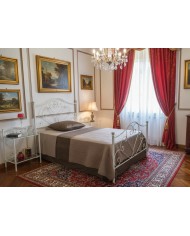 Letto alla francese Sogno in ferro battuto artigianale,     finitura oro, per rete 140x190.