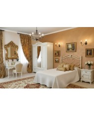 Testata letto alla francese Cuore in ferro battuto artigianale con giroletto, finitura Bianco oro, per rete 140x190