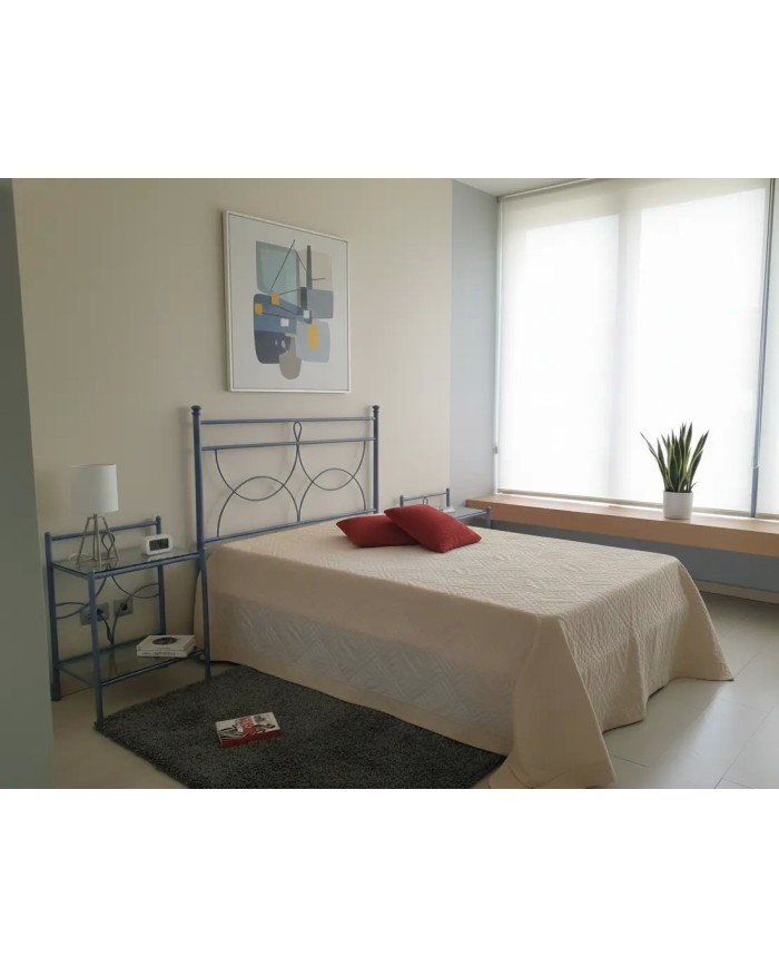 Testata letto alla francese in ferro battuto Marianne con giroletto antracite