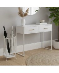 Portaombrelli artigianale in ferro battuto per ingresso, colore Bianco opaco. Design elegante (47 cm altezza), Made in Italy