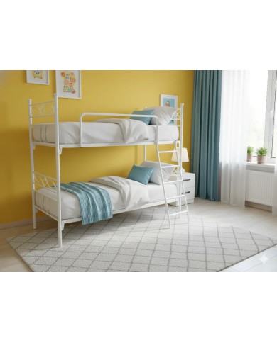 Letto a Castello in Ferro Battuto Rosa Anna bianco opaco