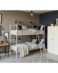 Letto a castello Sogno in ferro battuto. Avorio e Oro, design classico.