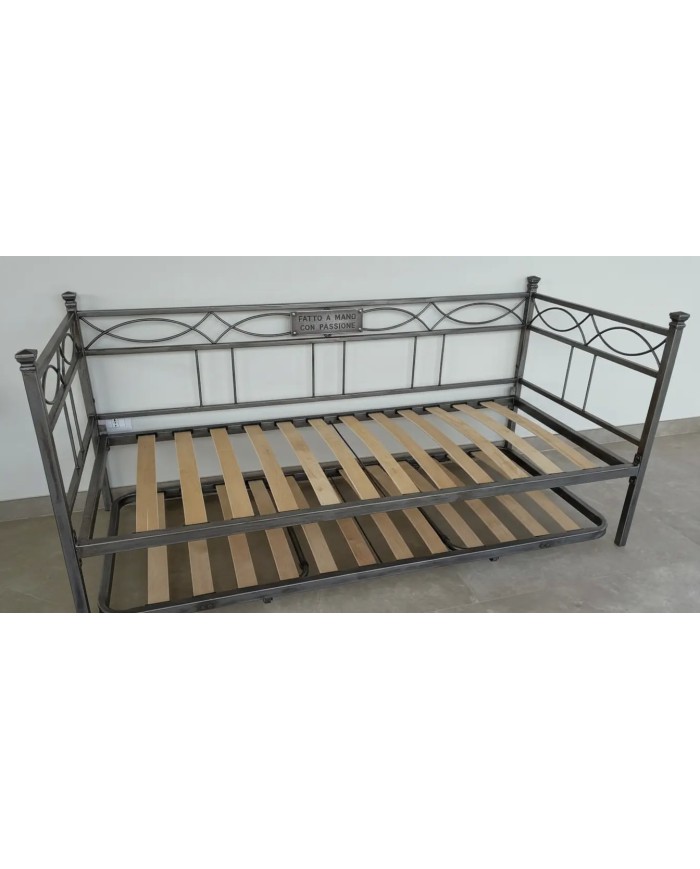 Divano Letto in Ferro Battuto Rosa Anna con Rete Estraibile | AESSEGI